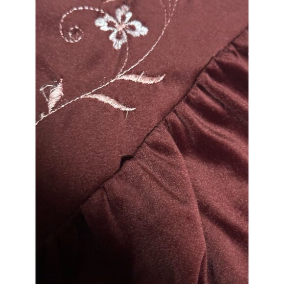 Amanda Stewart Housecoat Robe Loungewear Embroidered Women Burgundy Size 1X Vtg - Picture 8 of 9